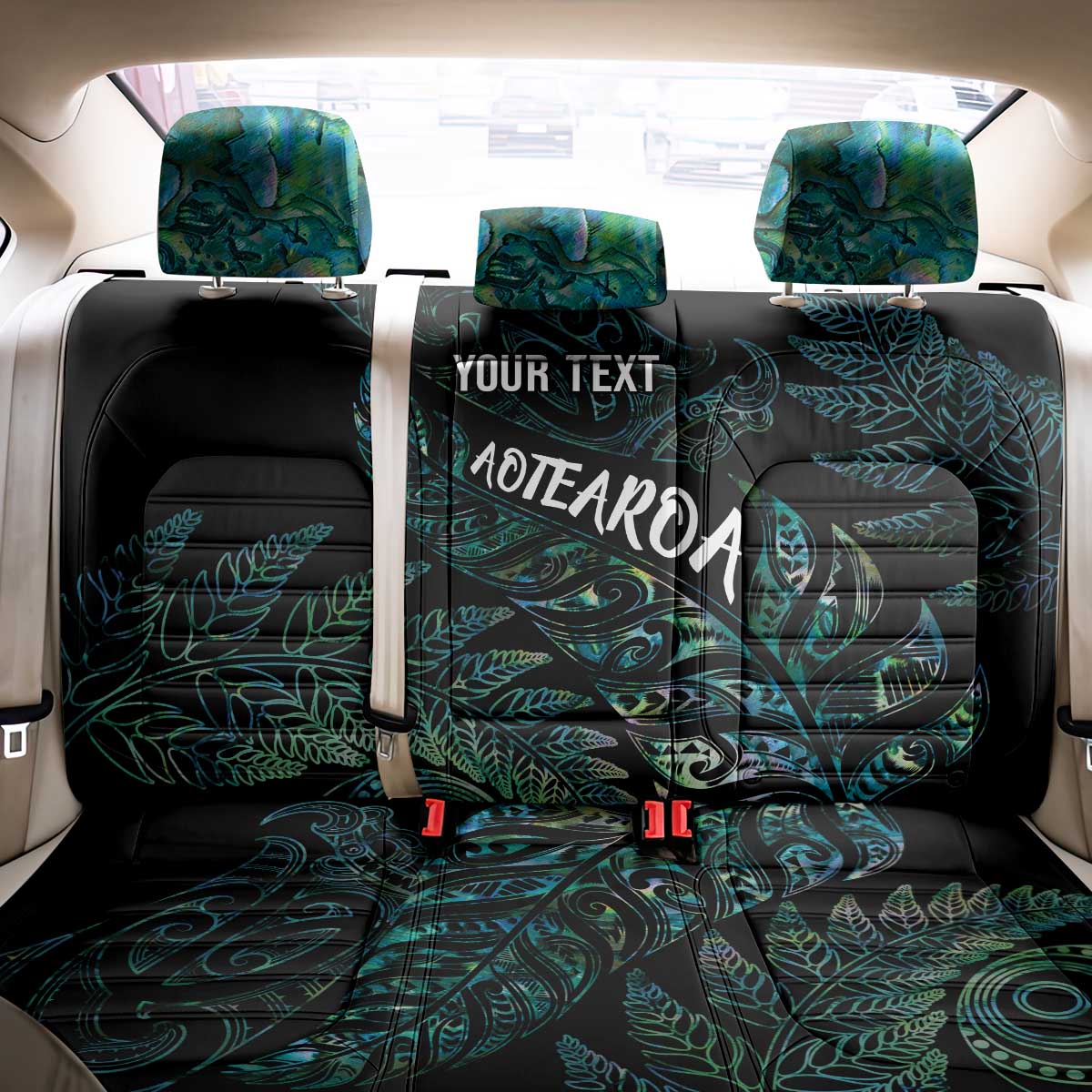 Aotearoa Personalized Lawn Bowls Maori Back Car Seat Cover New Zealand Paua Shell Tribal Silver Fern - Polynesian Pride