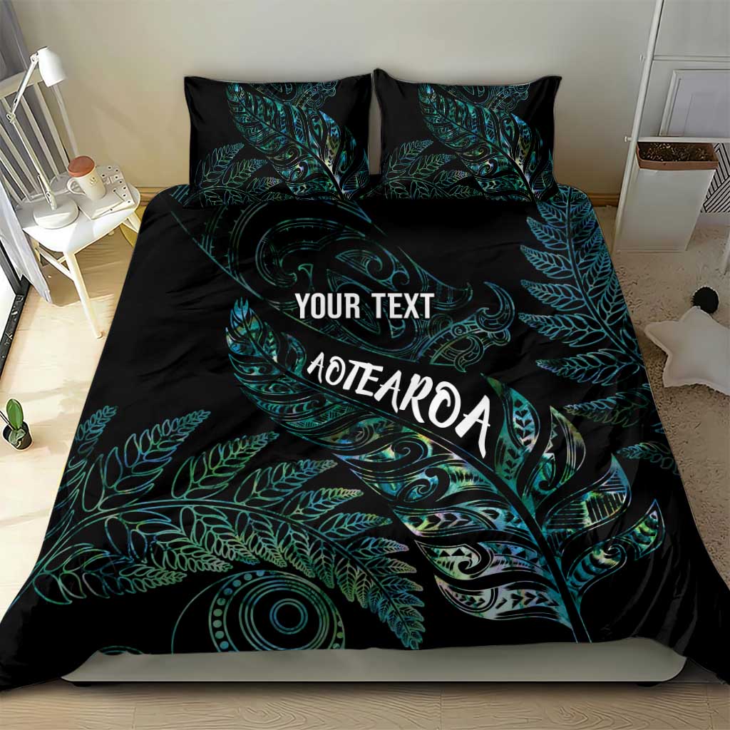 Aotearoa Personalized Lawn Bowls Maori Bedding Set New Zealand Paua Shell Tribal Silver Fern - Polynesian Pride