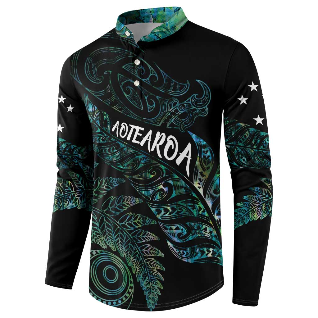 Aotearoa Personalized Lawn Bowls Maori Button Sweatshirt New Zealand Paua Shell Tribal Silver Fern - Polynesian Pride