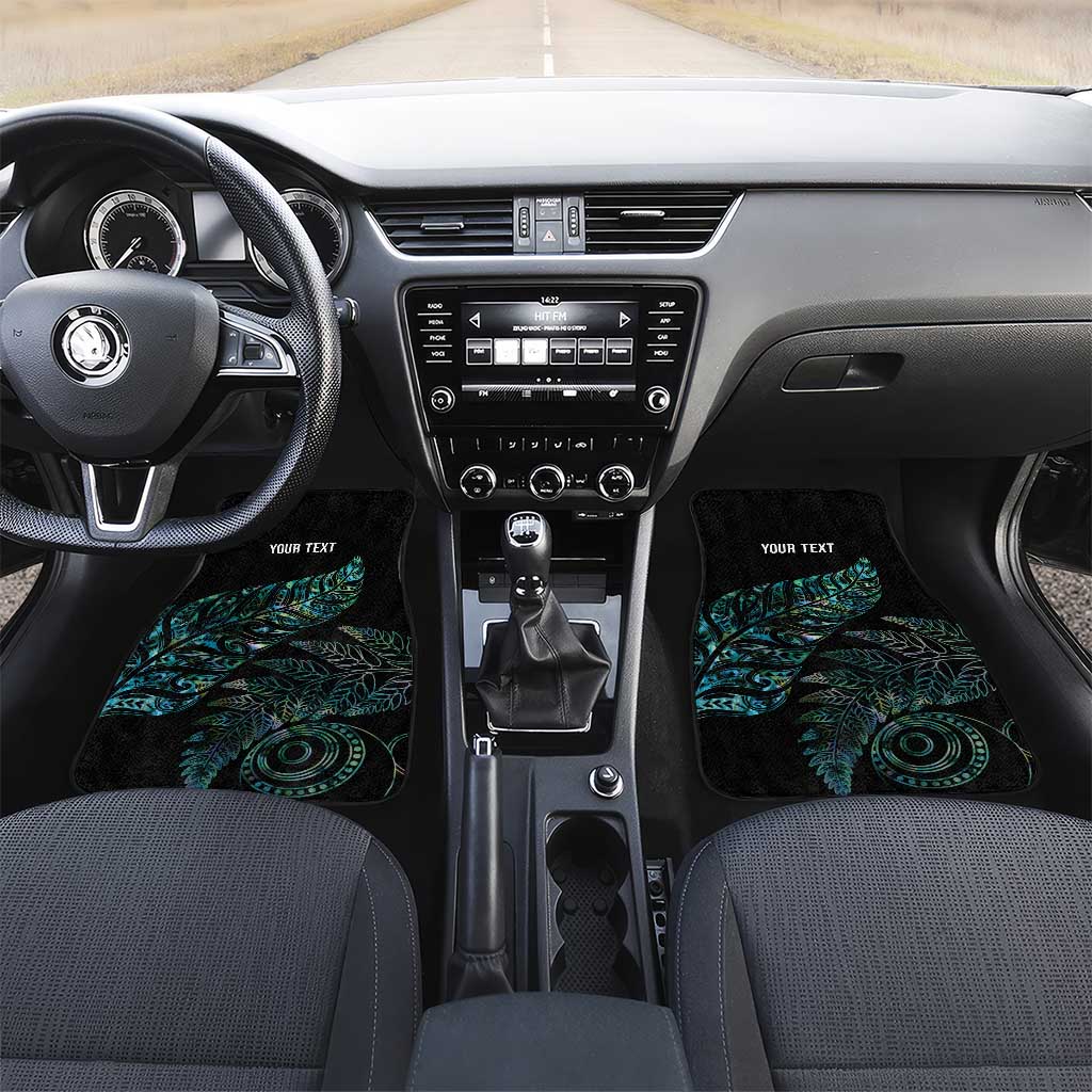 Aotearoa Personalized Lawn Bowls Maori Car Mats New Zealand Paua Shell Tribal Silver Fern LT7 Set 2pcs - Front Green - Polynesian Pride
