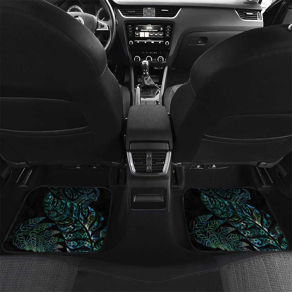 Aotearoa Personalized Lawn Bowls Maori Car Mats New Zealand Paua Shell Tribal Silver Fern LT7 Set 2pcs - Back Green - Polynesian Pride