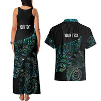 Aotearoa Personalized Lawn Bowls Maori Couples Matching Tank Maxi Dress and Hawaiian Shirt New Zealand Paua Shell Tribal Silver Fern LT7 - Polynesian Pride
