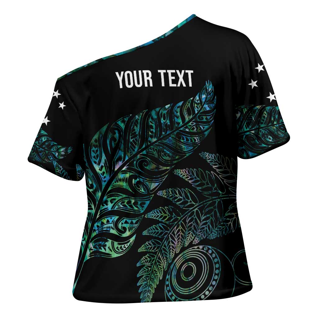Aotearoa Personalized Lawn Bowls Maori Cross Shoulder Shirt New Zealand Paua Shell Tribal Silver Fern LT7 - Polynesian Pride
