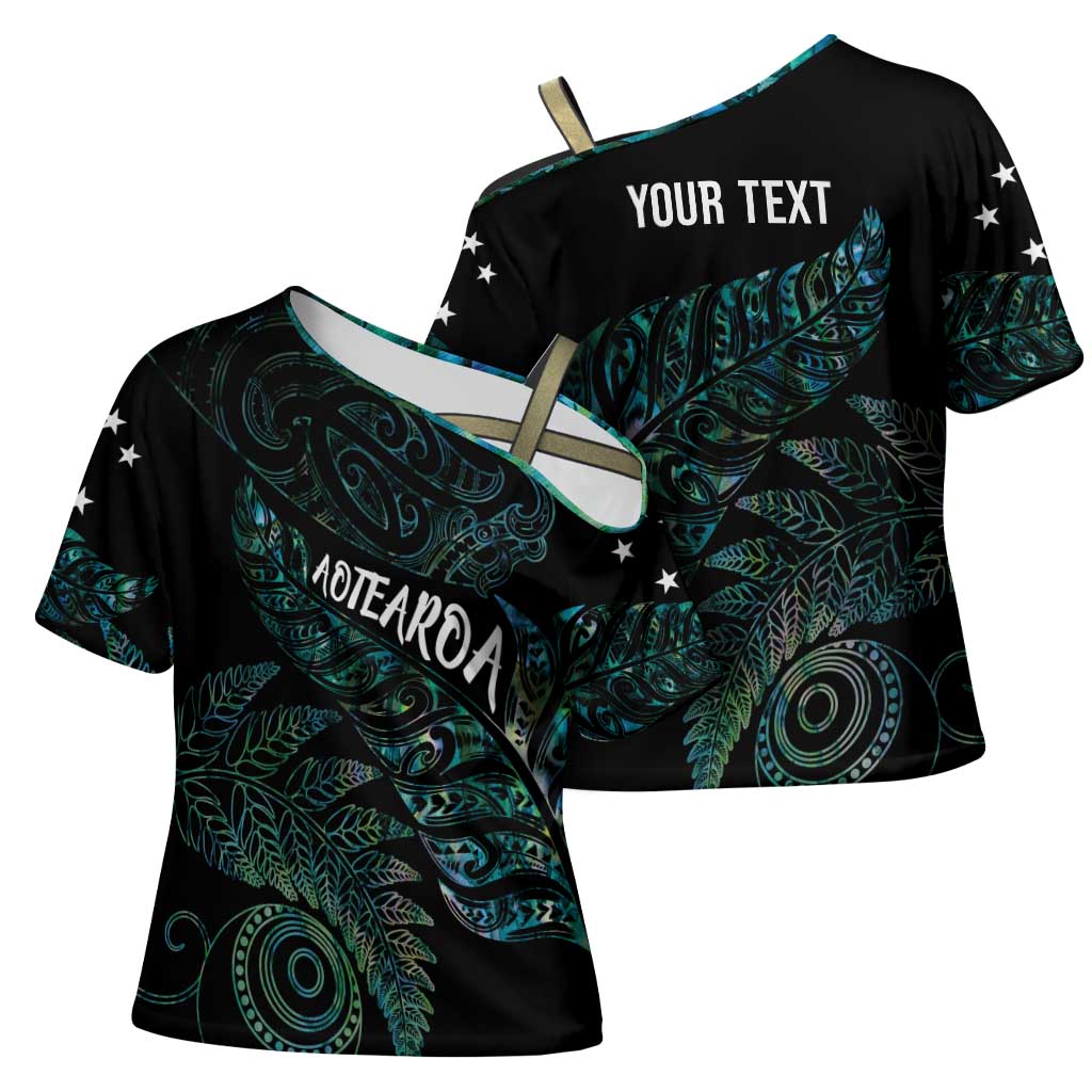 Aotearoa Personalized Lawn Bowls Maori Cross Shoulder Shirt New Zealand Paua Shell Tribal Silver Fern LT7 - Polynesian Pride