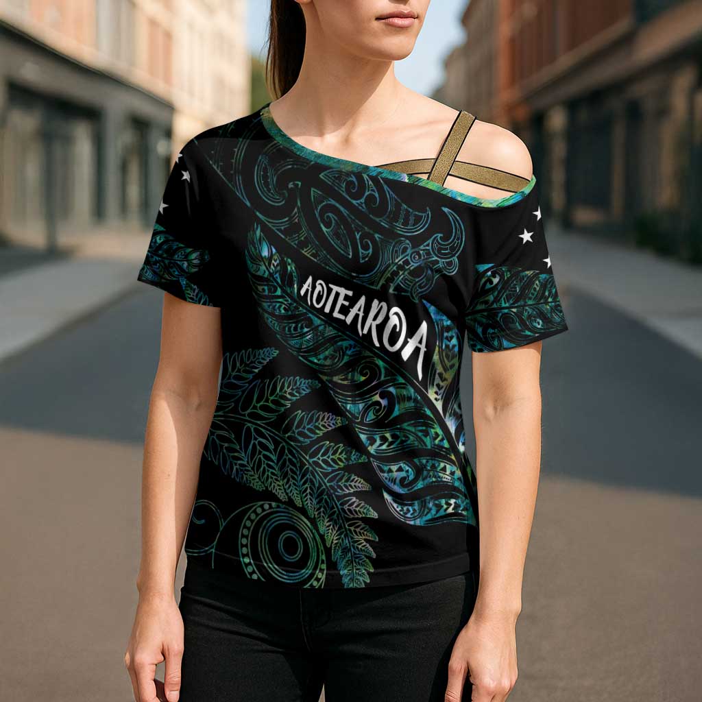 Aotearoa Personalized Lawn Bowls Maori Cross Shoulder Shirt New Zealand Paua Shell Tribal Silver Fern LT7 - Polynesian Pride