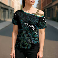 Aotearoa Personalized Lawn Bowls Maori Cross Shoulder Shirt New Zealand Paua Shell Tribal Silver Fern LT7 - Polynesian Pride