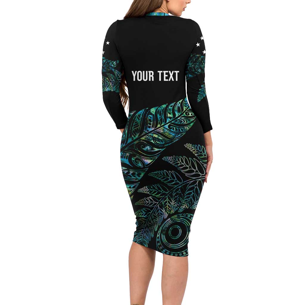Aotearoa Personalized Lawn Bowls Maori Family Matching Long Sleeve Bodycon Dress and Hawaiian Shirt New Zealand Paua Shell Tribal Silver Fern LT7 - Polynesian Pride