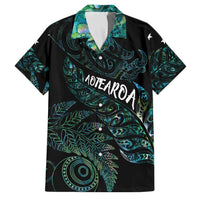 Aotearoa Personalized Lawn Bowls Maori Family Matching Off Shoulder Maxi Dress and Hawaiian Shirt New Zealand Paua Shell Tribal Silver Fern LT7 Dad's Shirt - Short Sleeve Green - Polynesian Pride