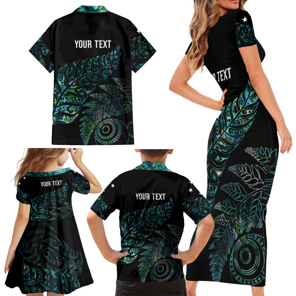Aotearoa Personalized Lawn Bowls Maori Family Matching Short Sleeve Bodycon Dress and Hawaiian Shirt New Zealand Paua Shell Tribal Silver Fern LT7 - Polynesian Pride