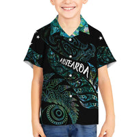 Aotearoa Personalized Lawn Bowls Maori Family Matching Tank Maxi Dress and Hawaiian Shirt New Zealand Paua Shell Tribal Silver Fern LT7 Son's Shirt Green - Polynesian Pride