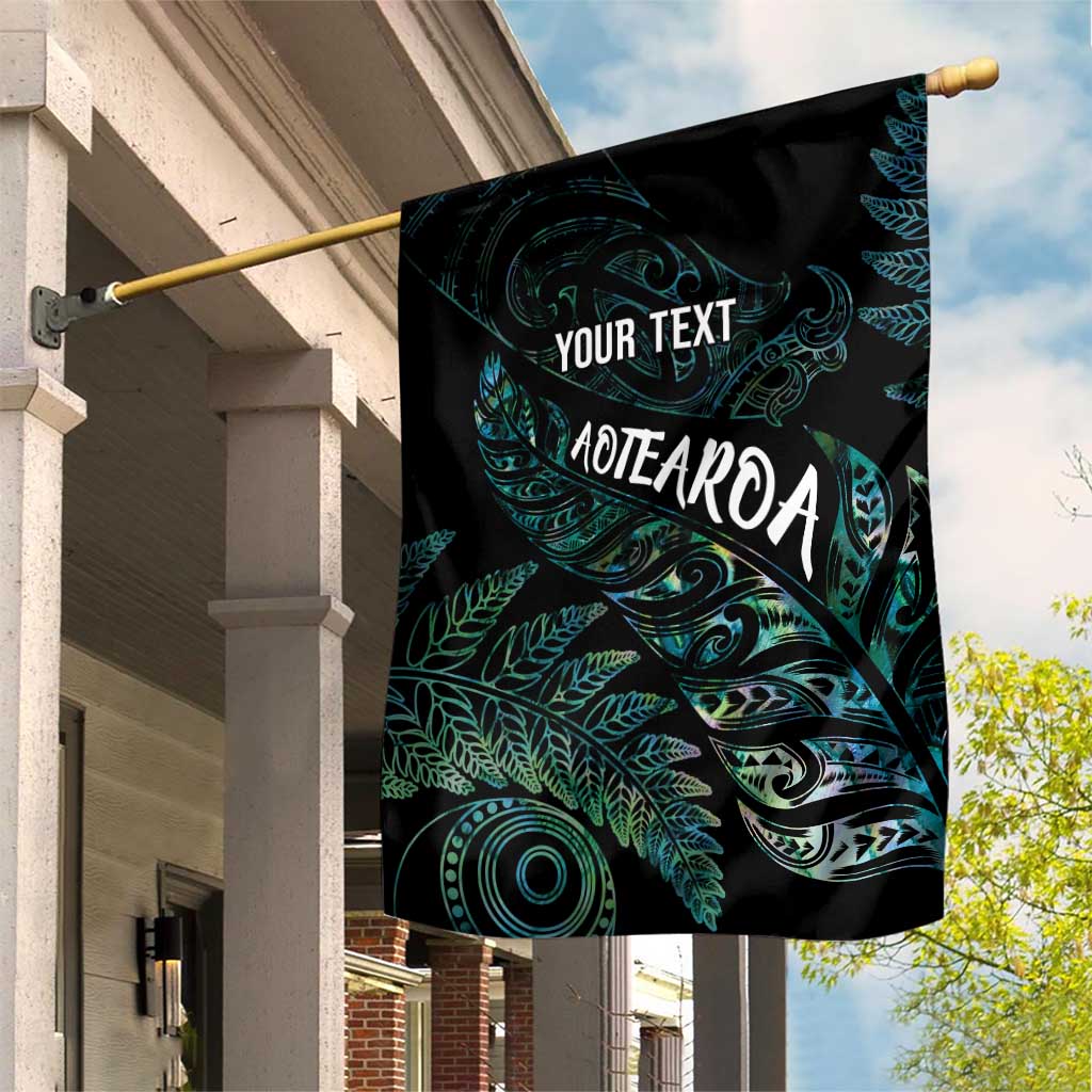 Aotearoa Personalized Lawn Bowls Maori Garden Flag New Zealand Paua Shell Tribal Silver Fern LT7 House Flag Green - Polynesian Pride