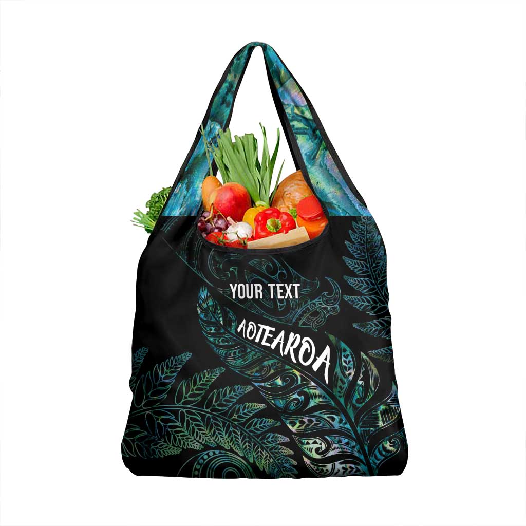 Aotearoa Personalized Lawn Bowls Maori Grocery Bag New Zealand Paua Shell Tribal Silver Fern LT7 1-pack One Size Green - Polynesian Pride