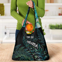 Aotearoa Personalized Lawn Bowls Maori Grocery Bag New Zealand Paua Shell Tribal Silver Fern LT7 - Polynesian Pride