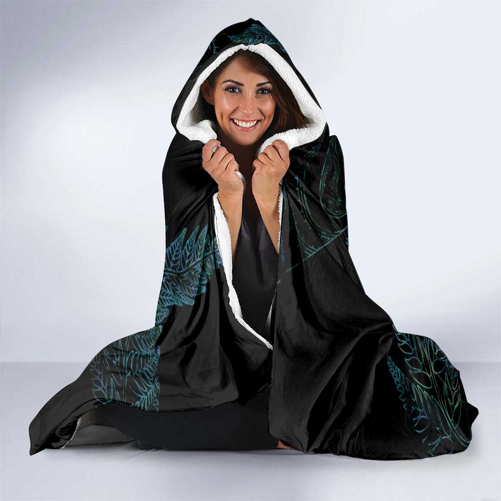Aotearoa Personalized Lawn Bowls Maori Hooded Blanket New Zealand Paua Shell Tribal Silver Fern LT7 - Polynesian Pride