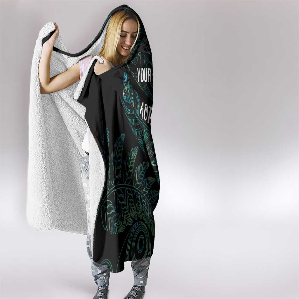 Aotearoa Personalized Lawn Bowls Maori Hooded Blanket New Zealand Paua Shell Tribal Silver Fern LT7 - Polynesian Pride