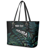Aotearoa Personalized Lawn Bowls Maori Leather Tote Bag New Zealand Paua Shell Tribal Silver Fern LT7 - Polynesian Pride