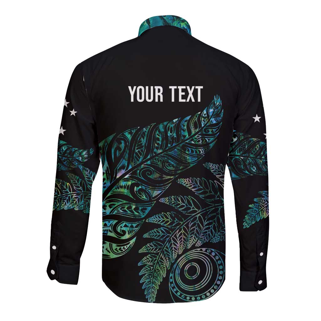 Aotearoa Personalized Lawn Bowls Maori Long Sleeve Button Shirt New Zealand Paua Shell Tribal Silver Fern LT7 - Polynesian Pride