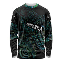 Aotearoa Personalized Lawn Bowls Maori Long Sleeve Shirt New Zealand Paua Shell Tribal Silver Fern LT7 Unisex Green - Polynesian Pride