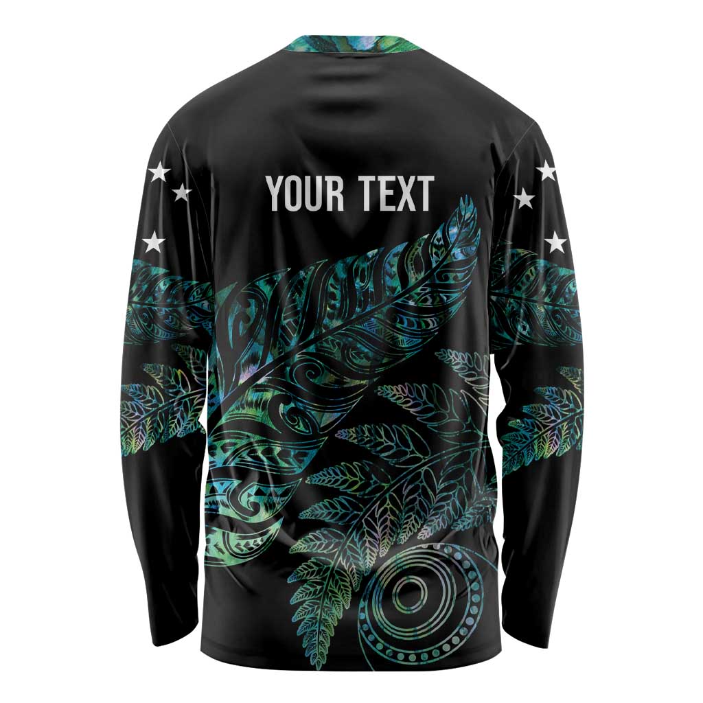 Aotearoa Personalized Lawn Bowls Maori Long Sleeve Shirt New Zealand Paua Shell Tribal Silver Fern LT7 - Polynesian Pride