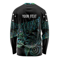 Aotearoa Personalized Lawn Bowls Maori Long Sleeve Shirt New Zealand Paua Shell Tribal Silver Fern LT7 - Polynesian Pride