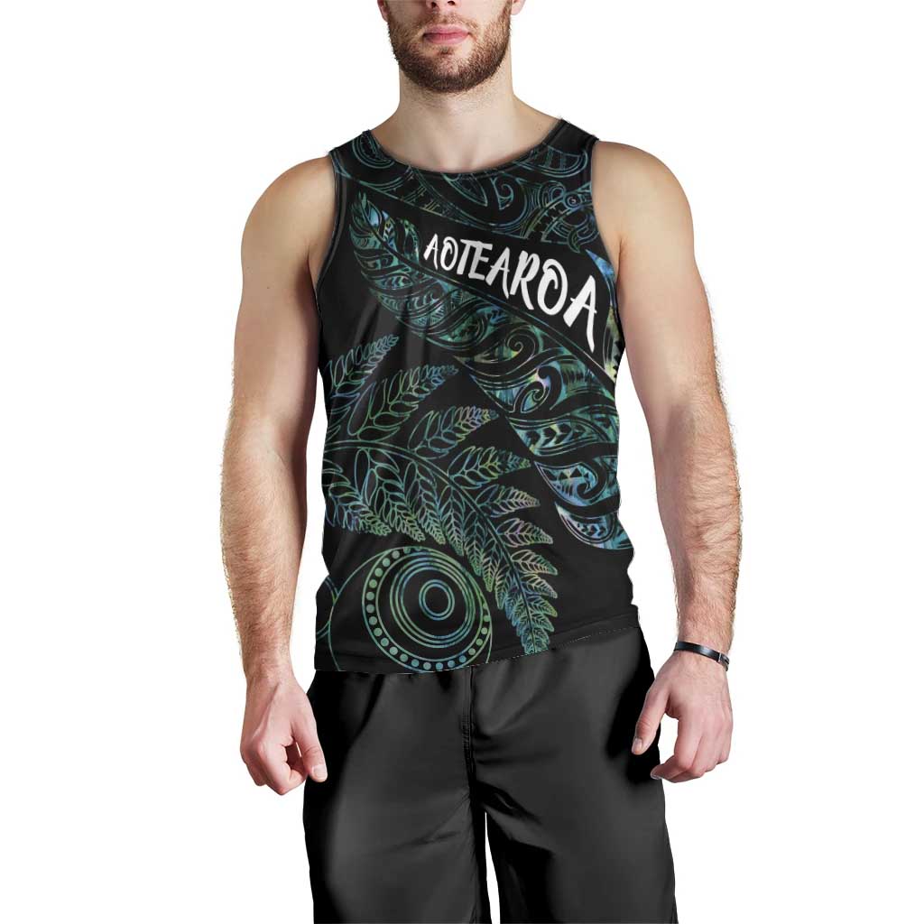 Aotearoa Personalized Lawn Bowls Maori Men Tank Top New Zealand Paua Shell Tribal Silver Fern LT7 - Polynesian Pride