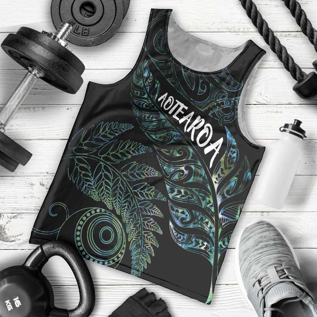 Aotearoa Personalized Lawn Bowls Maori Men Tank Top New Zealand Paua Shell Tribal Silver Fern LT7 - Polynesian Pride