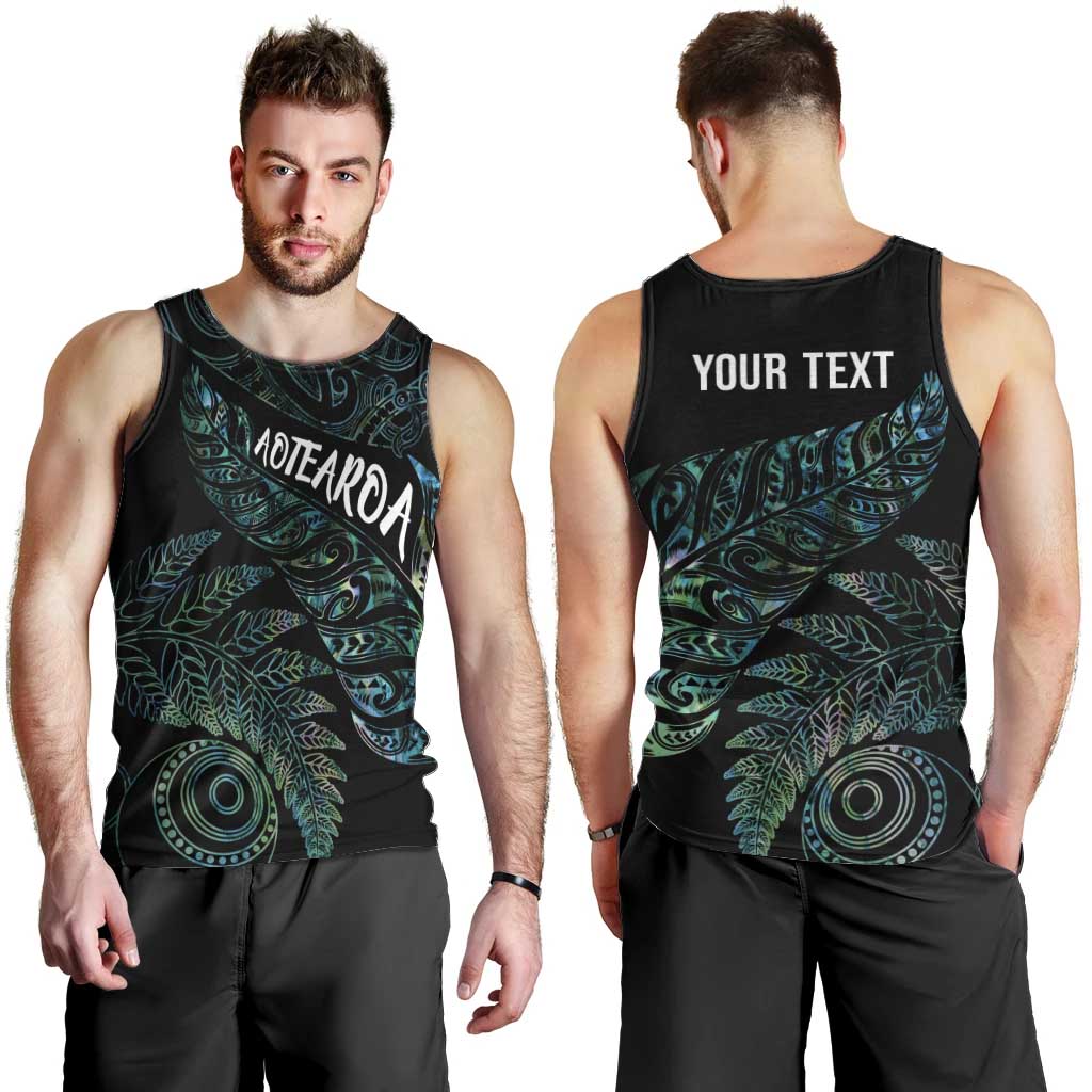Aotearoa Personalized Lawn Bowls Maori Men Tank Top New Zealand Paua Shell Tribal Silver Fern LT7 - Polynesian Pride