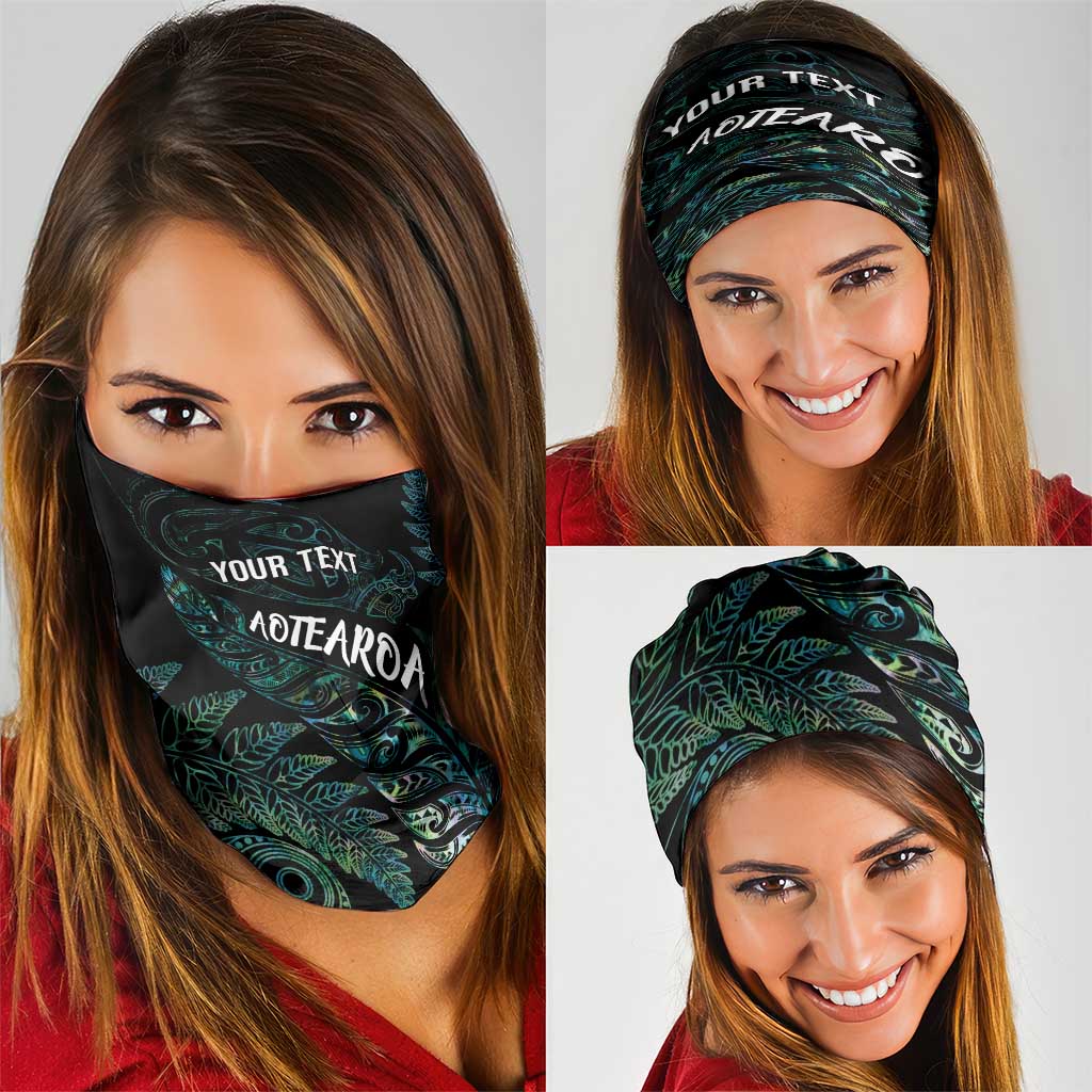 Aotearoa Personalized Lawn Bowls Maori Neck Gaiter New Zealand Paua Shell Tribal Silver Fern LT7 - Polynesian Pride