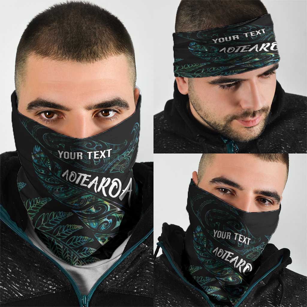Aotearoa Personalized Lawn Bowls Maori Neck Gaiter New Zealand Paua Shell Tribal Silver Fern LT7 - Polynesian Pride