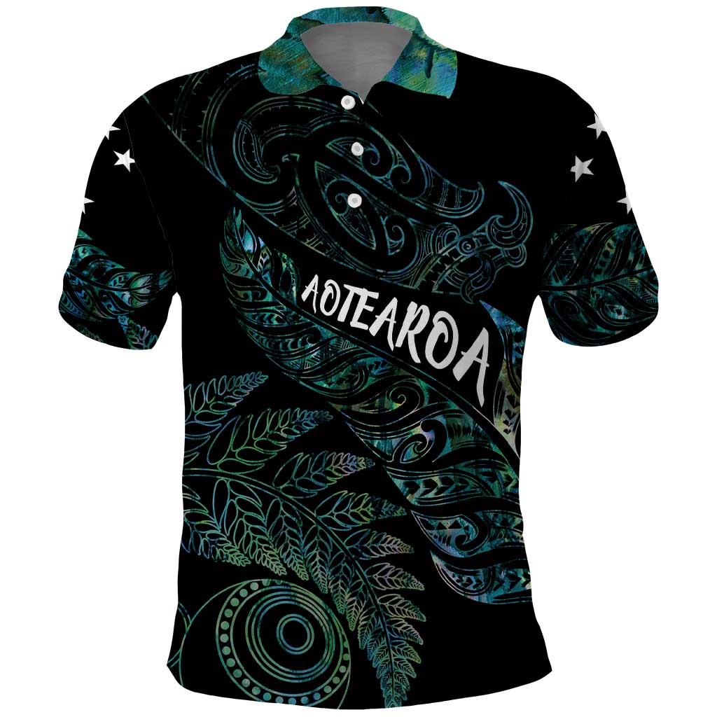 Aotearoa Personalized Lawn Bowls Maori Polo Shirt New Zealand Paua Shell Tribal Silver Fern LT7 Green - Polynesian Pride
