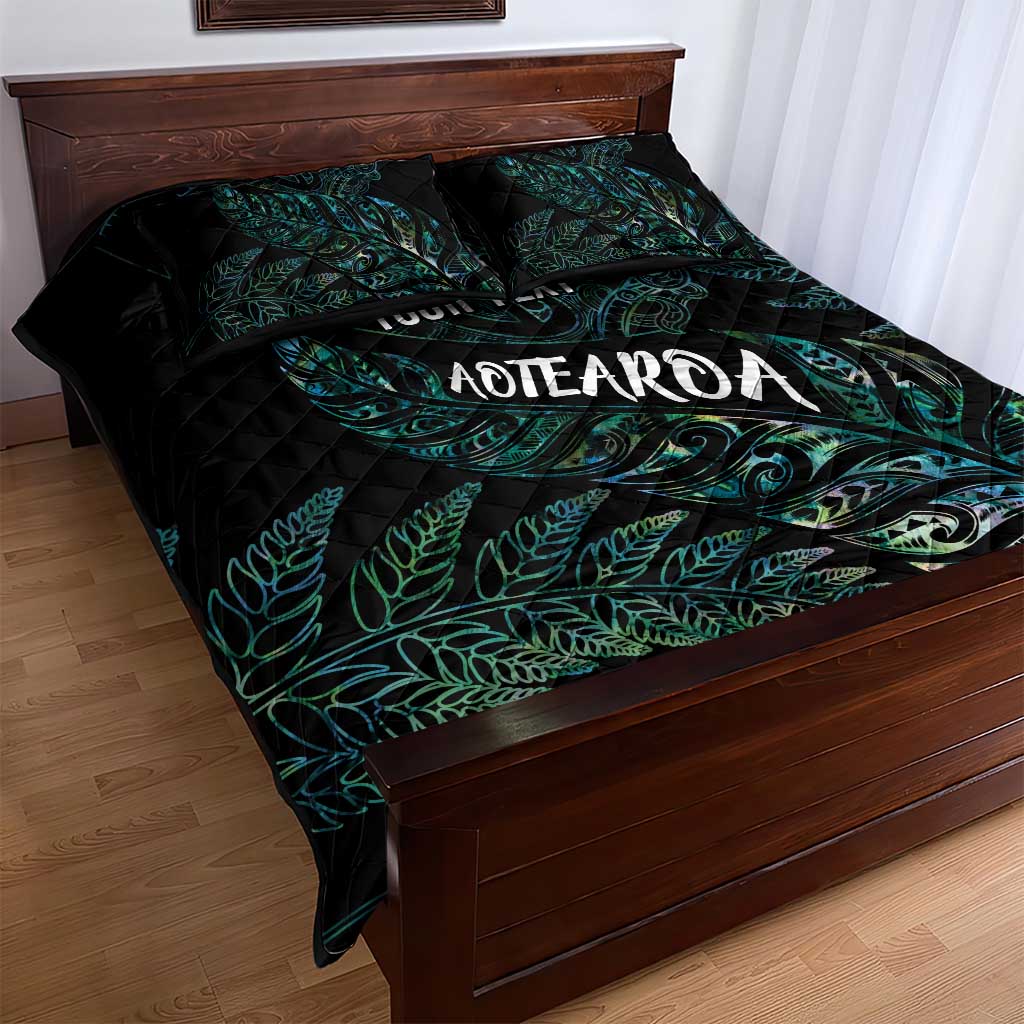 Aotearoa Personalized Lawn Bowls Maori Quilt Bed Set New Zealand Paua Shell Tribal Silver Fern LT7 - Polynesian Pride