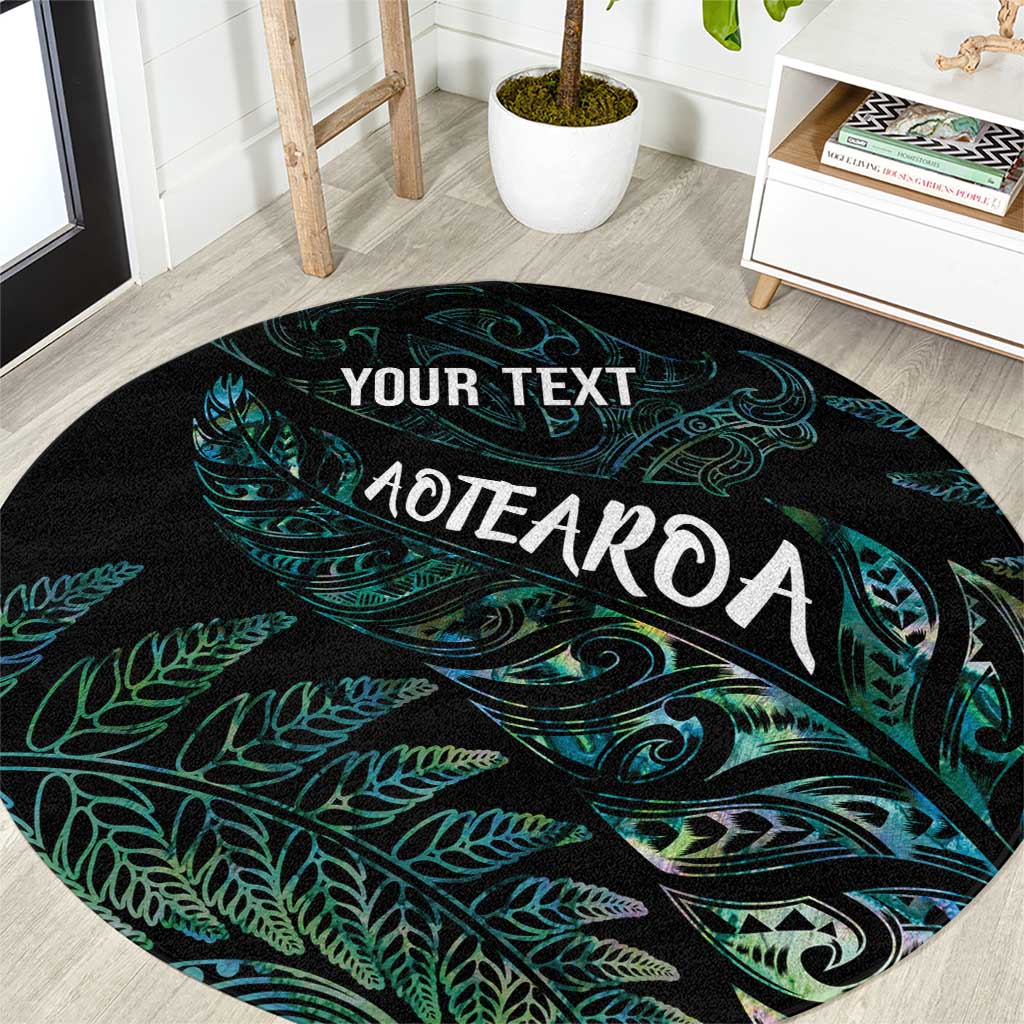Aotearoa Personalized Lawn Bowls Maori Round Carpet New Zealand Paua Shell Tribal Silver Fern LT7 Green - Polynesian Pride