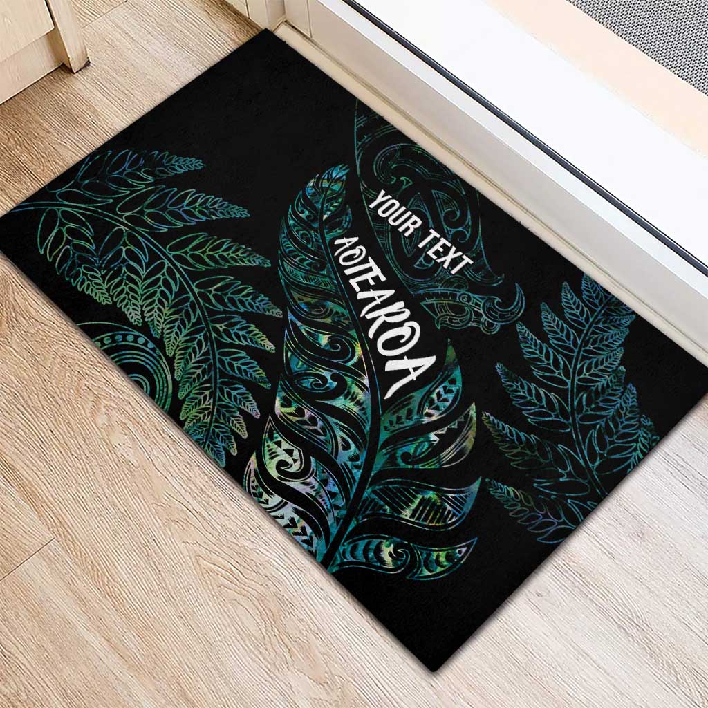 Aotearoa Personalized Lawn Bowls Maori Rubber Doormat New Zealand Paua Shell Tribal Silver Fern LT7 - Polynesian Pride