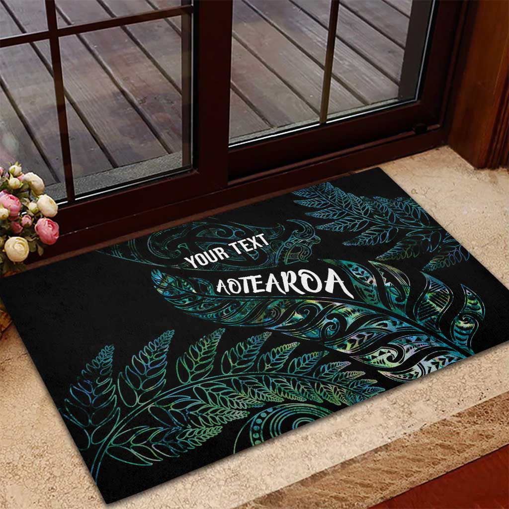 Aotearoa Personalized Lawn Bowls Maori Rubber Doormat New Zealand Paua Shell Tribal Silver Fern LT7 - Polynesian Pride