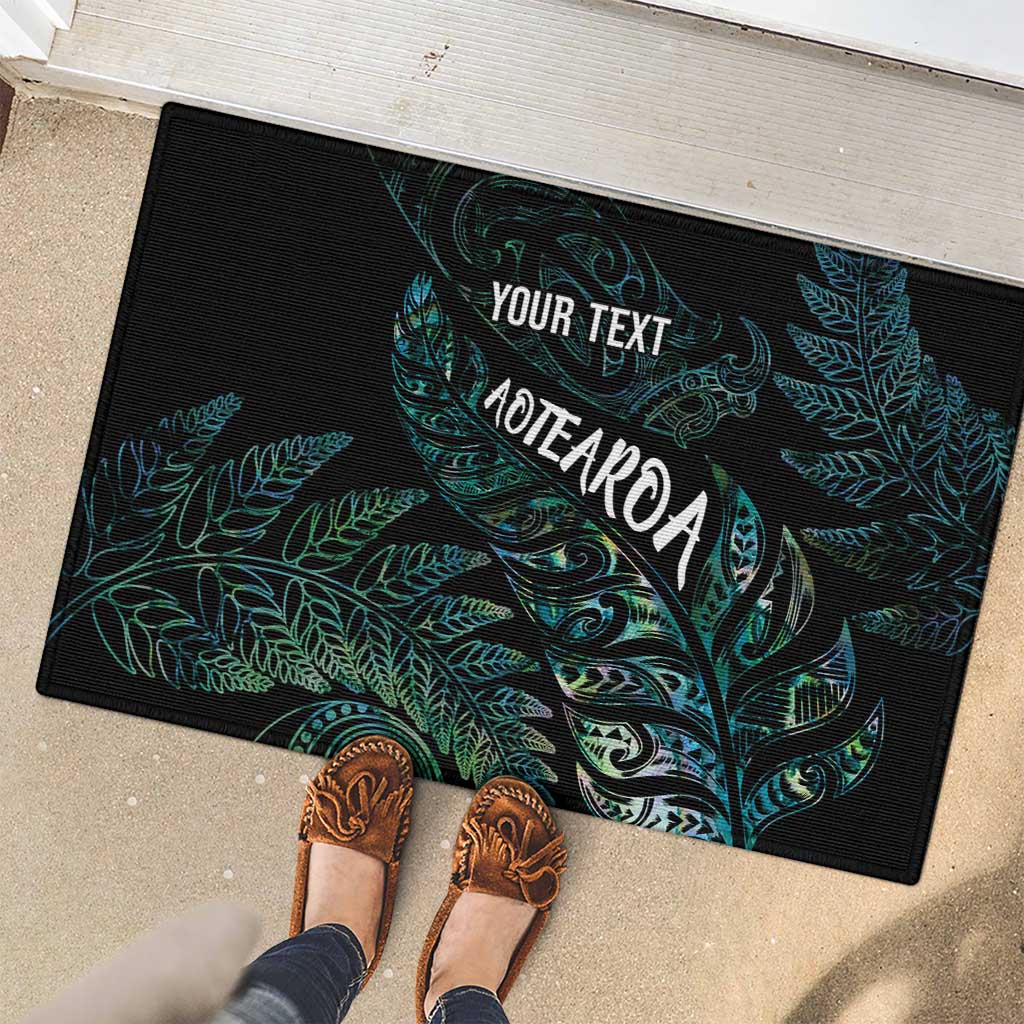 Aotearoa Personalized Lawn Bowls Maori Rubber Doormat New Zealand Paua Shell Tribal Silver Fern LT7 - Polynesian Pride