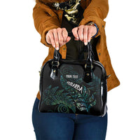 Aotearoa Personalized Lawn Bowls Maori Shoulder Handbag New Zealand Paua Shell Tribal Silver Fern LT7 One Size Green - Polynesian Pride