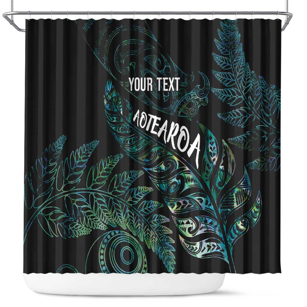 Aotearoa Personalized Lawn Bowls Maori Shower Curtain New Zealand Paua Shell Tribal Silver Fern LT7 Green - Polynesian Pride