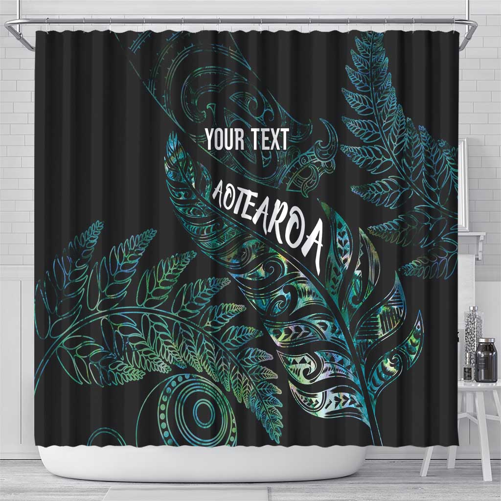 Aotearoa Personalized Lawn Bowls Maori Shower Curtain New Zealand Paua Shell Tribal Silver Fern LT7 - Polynesian Pride
