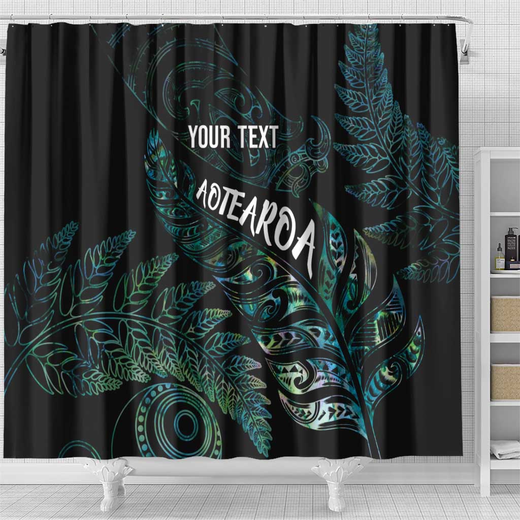 Aotearoa Personalized Lawn Bowls Maori Shower Curtain New Zealand Paua Shell Tribal Silver Fern LT7 - Polynesian Pride