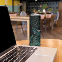 Aotearoa Personalized Lawn Bowls Maori Skinny Tumbler New Zealand Paua Shell Tribal Silver Fern LT7 - Polynesian Pride