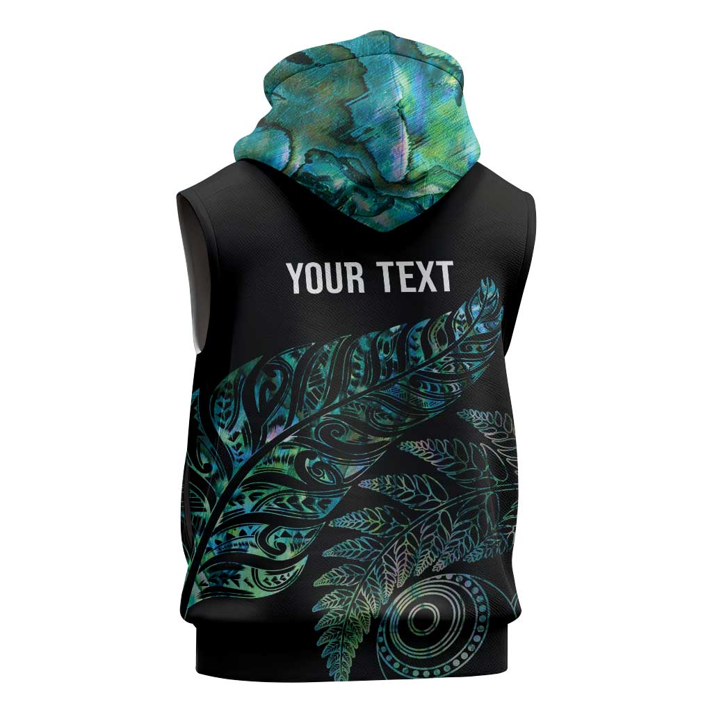 Aotearoa Personalized Lawn Bowls Maori Sleeveless Hoodie New Zealand Paua Shell Tribal Silver Fern LT7 - Polynesian Pride