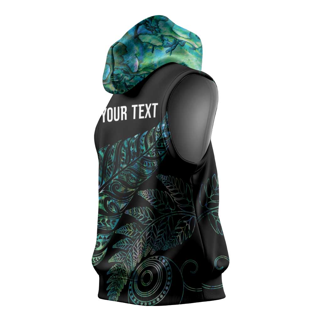 Aotearoa Personalized Lawn Bowls Maori Sleeveless Hoodie New Zealand Paua Shell Tribal Silver Fern LT7 - Polynesian Pride