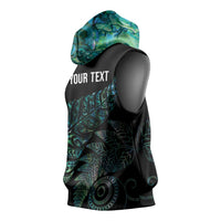 Aotearoa Personalized Lawn Bowls Maori Sleeveless Hoodie New Zealand Paua Shell Tribal Silver Fern LT7 - Polynesian Pride