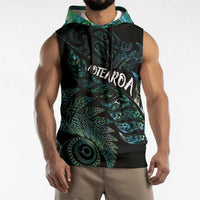 Aotearoa Personalized Lawn Bowls Maori Sleeveless Hoodie New Zealand Paua Shell Tribal Silver Fern LT7 - Polynesian Pride