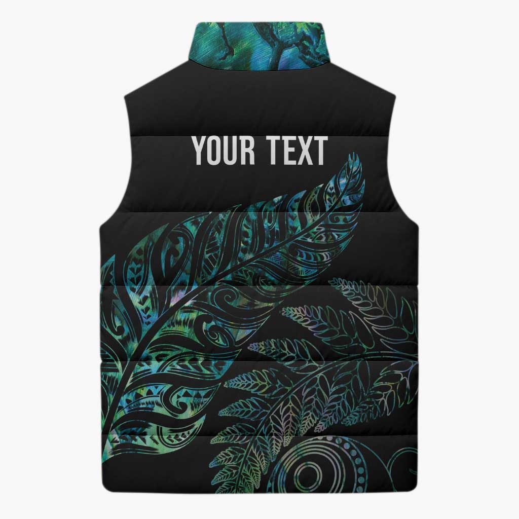 Aotearoa Personalized Lawn Bowls Maori Sleeveless Puffer Jacket New Zealand Paua Shell Tribal Silver Fern LT7 - Polynesian Pride