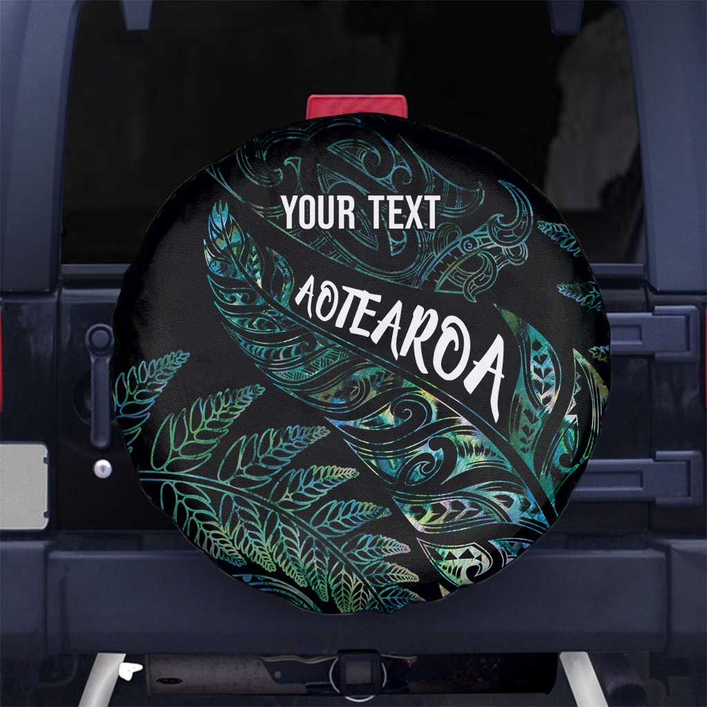 Aotearoa Personalized Lawn Bowls Maori Spare Tire Cover New Zealand Paua Shell Tribal Silver Fern LT7 No hole Green - Polynesian Pride
