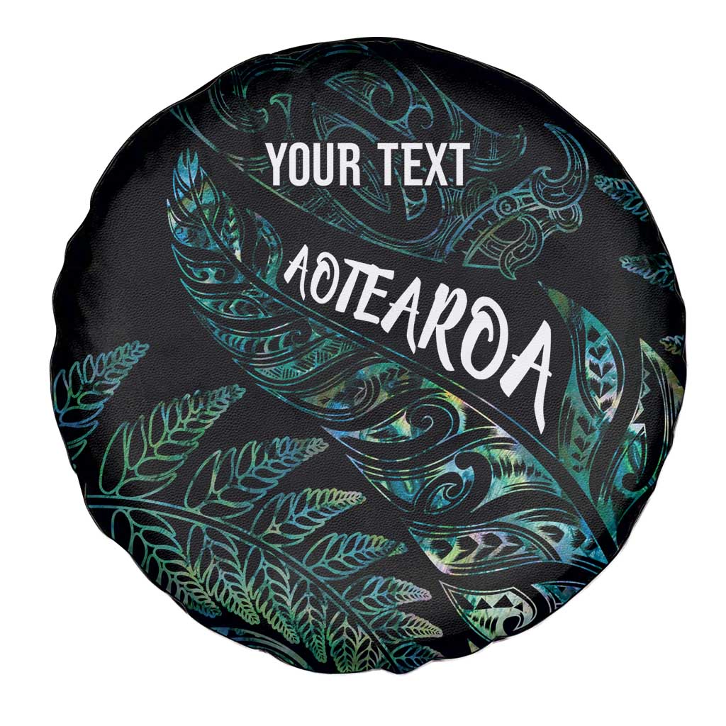 Aotearoa Personalized Lawn Bowls Maori Spare Tire Cover New Zealand Paua Shell Tribal Silver Fern LT7 - Polynesian Pride