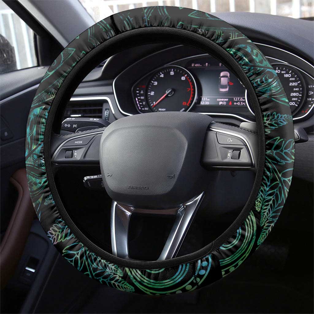 Aotearoa Lawn Bowls Maori Steering Wheel Cover New Zealand Paua Shell Tribal Silver Fern LT7 - Polynesian Pride