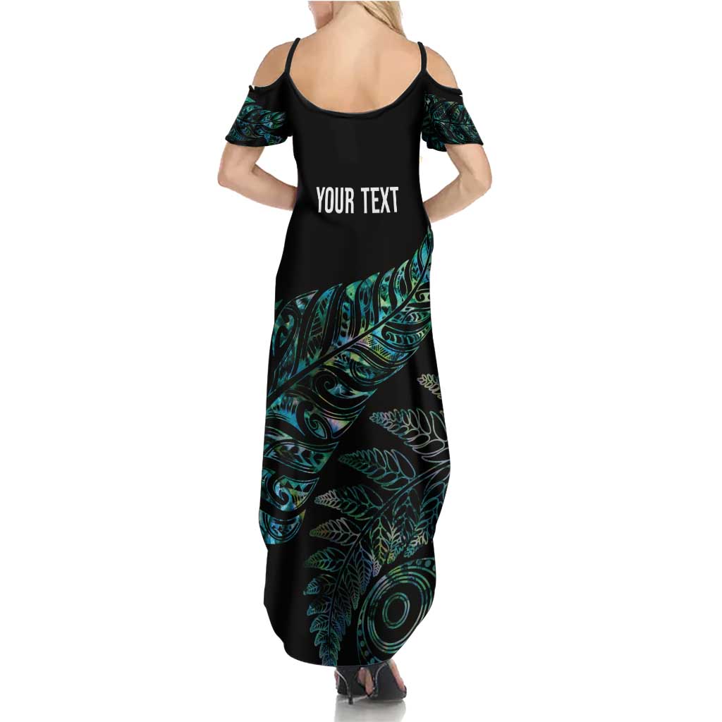 Aotearoa Personalized Lawn Bowls Maori Summer Maxi Dress New Zealand Paua Shell Tribal Silver Fern LT7 - Polynesian Pride