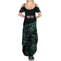 Aotearoa Personalized Lawn Bowls Maori Summer Maxi Dress New Zealand Paua Shell Tribal Silver Fern LT7 - Polynesian Pride
